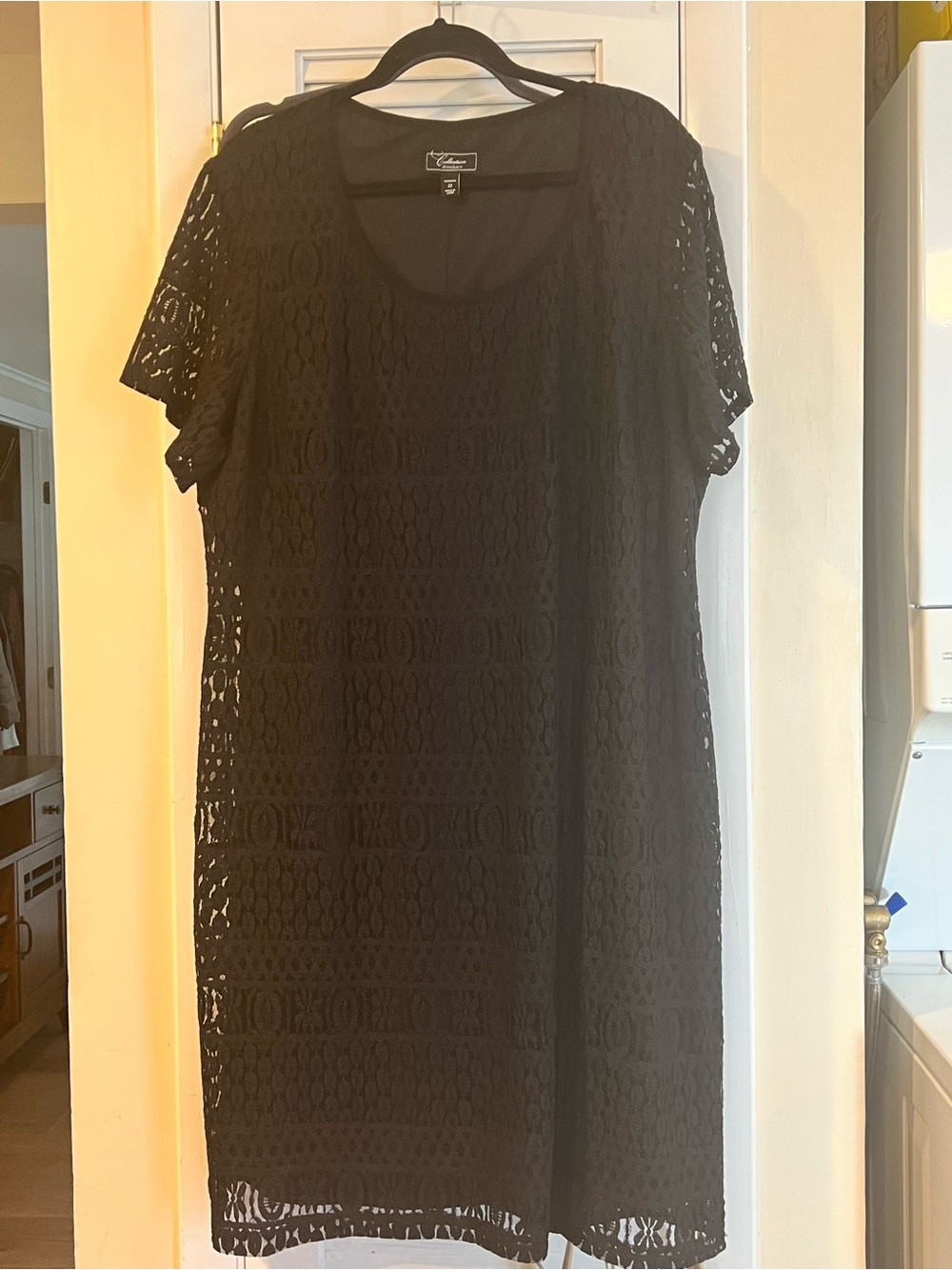 Dressbarn Black Crochet Overlay Dress size 22
